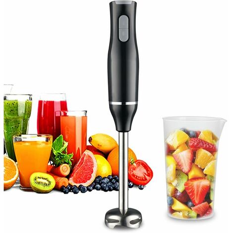 Mixeur Plongeant, Pied mixeur inox Mixeur à main 400 Watt/ 2 Vitesses/ 2 lames aiguisées multifonction Mixeur pour Smoothies, Purée, Sauce avec verre doseur 600 ml(sans BPA)——,