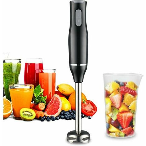 Mixeur Plongeant, Pied mixeur inox Mixeur à main 400 Watt/ 2 Vitesses/ 2 lames aiguisées multifonction Mixeur pour Smoothies, Purée, Sauce avec verre doseur 600 ml(sans BPA)——,
