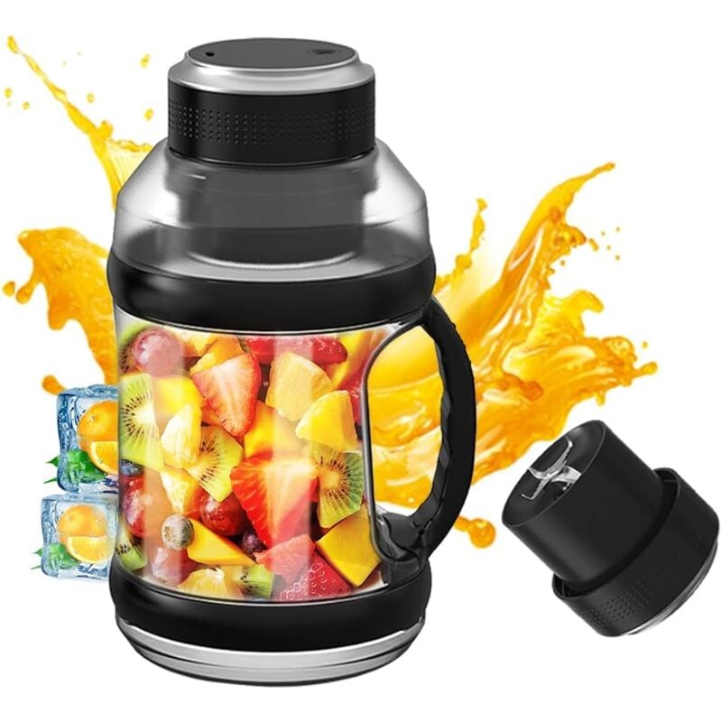 Mixeur Portable, 2000 ml Gourde Mixeur Rechargeable usb pour Smoothie/Milk-shake/Fruits, Mini Blender Sans Fil pour Sport Camping Fitness