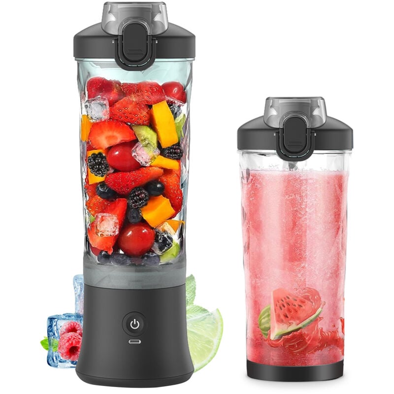 Lifcausal - Mixeur portable 600 ml, taille personnelle, presse-agrumes pour shakes et smoothies avec 6 lames, 150 w, mixeur portable rechargeable et