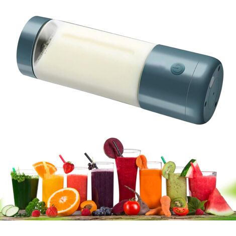 Mixeur Portable Électrique USB Vintage Bleu 400ml avec 4 Lames en Acier Inoxydable pour Voyage et Maison