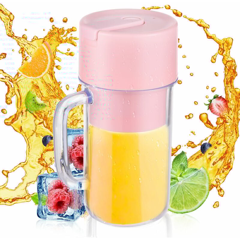 Lepmerk - Mixeur portable pour shakes et smoothies, mini mixeur de 340 ml avec poignée, 6 lames, étanche, rechargeable par usb Type-C, mixeur