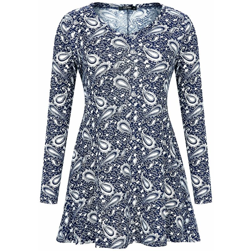 

Camiseta de manga larga con dobladillo acampanado y estampado informal para mujer,L - Mixfeer