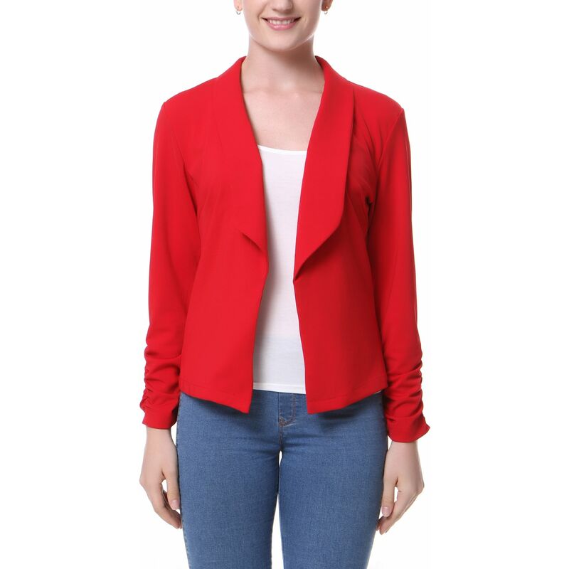 

Chaqueta de punto con frente abierto para oficina de trabajo informal para mujer,Rojo, S - Mixfeer