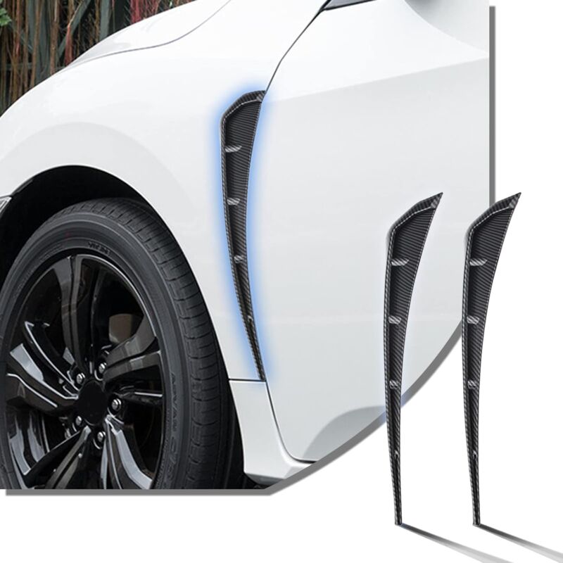 Miytsya Lot de 2 grilles d'aération latérales pour garde-boue de voiture, aileron en fibre de carbone abs, autocollants décoratifs pour garde-boue,