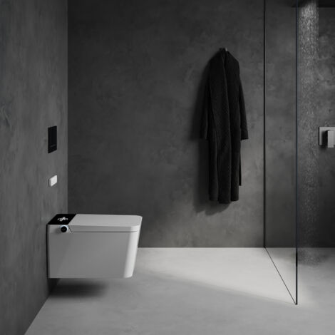 Mizubath - Inodoro japonés suspendido  Instalación suspendida  Modelo Rada display negro