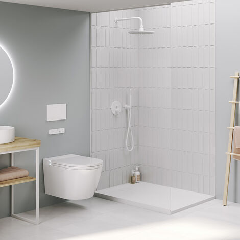 Mizubath -Water giapponese sospeso - Idromassaggio di pulizia - Asciugatura ad aria calda - Telecomando e pannello - Modello Rada display bianco