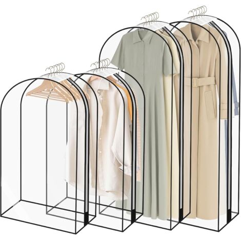 M.J COMFY-LIFE 4 Pack Breathable Garment Bags with Zip, Waterproof & Dustproof Clothes Covers for Wardrobe, Moth-Proof Suit Bags (2pc 40in 2pc 60in)