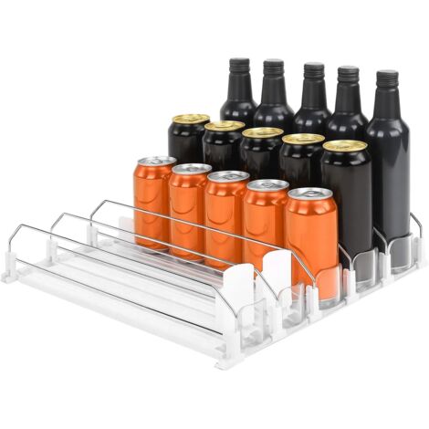 M.J COMFY-LIFE Automatic Can Dispenser for Refrigerator, Can Self-Loading Soda Beer Organizer with Adjustable Width & Push-Button Release, Fridge Organizer for 330-500ml Cans, Easy Assembly (5 Rows)