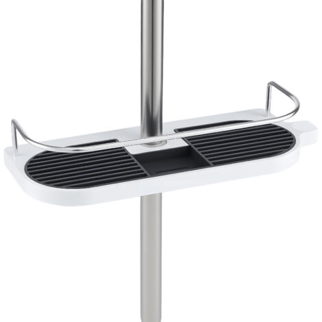 M.J COMFY-LIFE No Drilling Shower Caddy Shelf - Adjustable Bathroom Organizer for Shampoo & Soap, Fits 19mm-25mm Round Shower Rails, Rustproof ABS Plastic & Aluminum, 15kg Capacity (1)