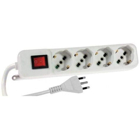 MKC Multipresa elettrica 4 prese con interruttore – Spina 16A, prese 10/16A bipasso Schuko, cavo 1,5m