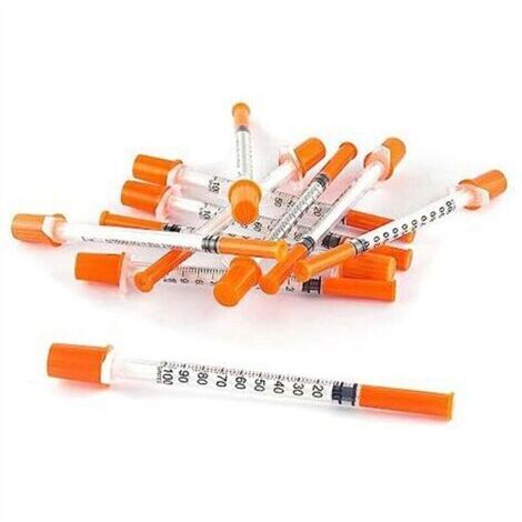 ml/cc Spritze mit 30g 0,5 Zoll Nadel - Orange (30g-13 mm-100er Packung)