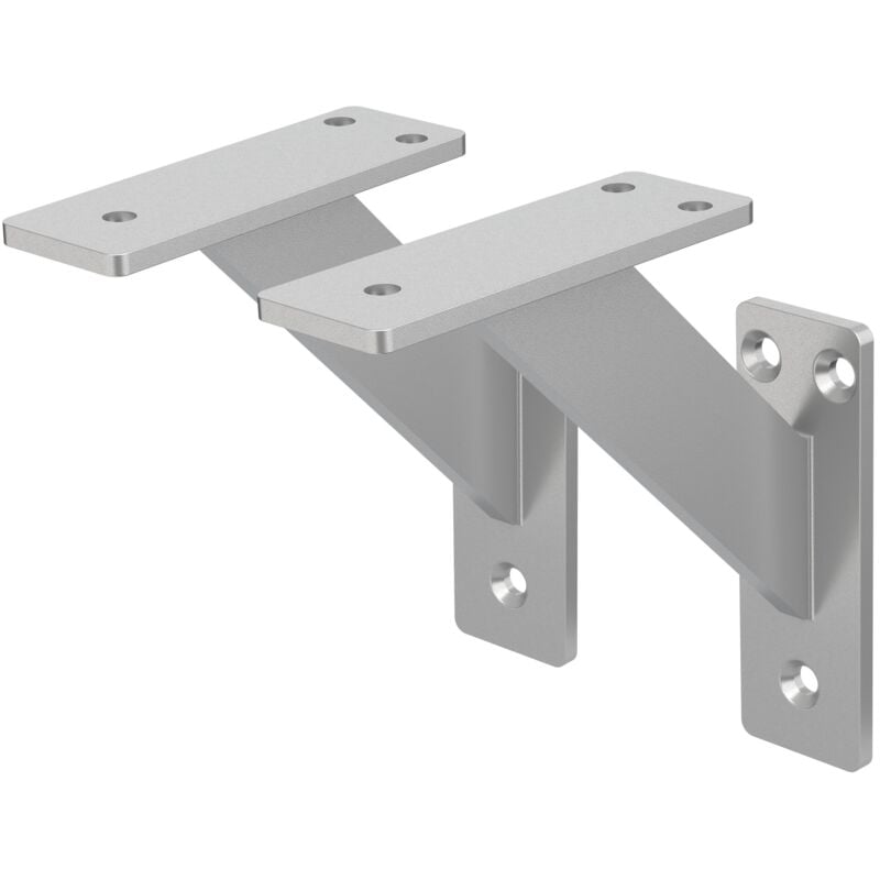 Ml-design - Lot de 2 Supports d'Étagère, 120 x 120 mm, en Aluminium, Argent, Style Industriel, Équerre pour Étagères Murales, Flottantes et Projets
