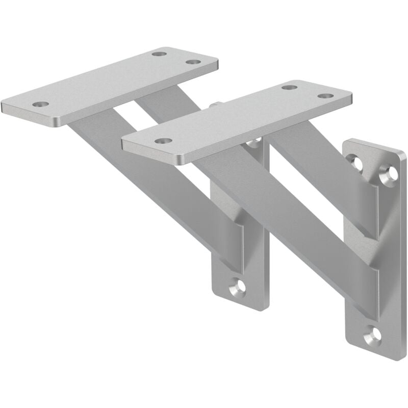 Ml-design - Lot de 2 Supports d'Étagère, 120 x 120 mm, en Aluminium, Argent, Double, Style Industriel, Équerre pour Étagères Murales, Flottantes et