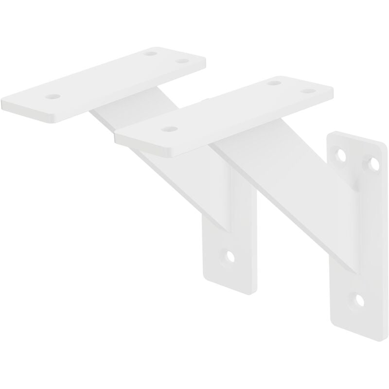 Ml-design - Lot de 2 Supports d'Étagère, 120 x 120 mm, en Aluminium, Blanc, Style Industriel, Équerre pour Étagères Murales, Flottantes et Projets de