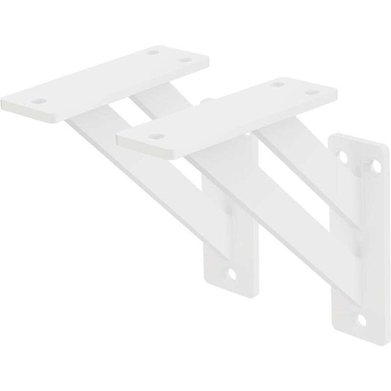 Ml-design - Lot de 2 Supports d'Étagère, 120 x 120 mm, en Aluminium, Blanc, Double, Style Industriel, Équerre pour Étagères Murales, Flottantes et