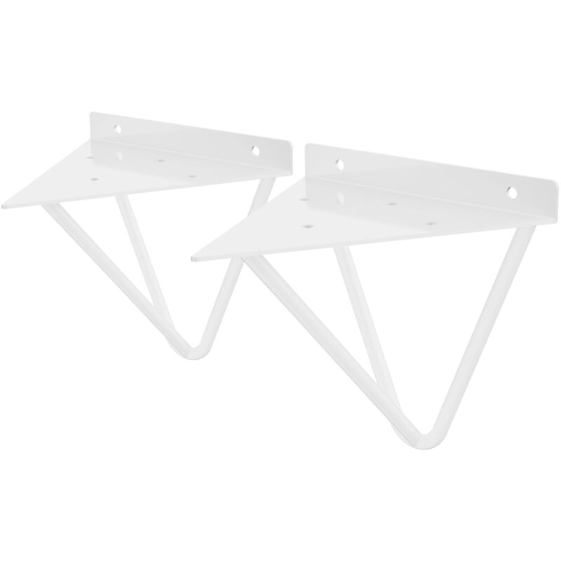 Ml-design - Lot de 2 Pièces de Support d'Étagère, 160mm, en Métal, Blanc, Forme Triangulaire, Design Industriel, Équerre d'Étagère Flottante pour