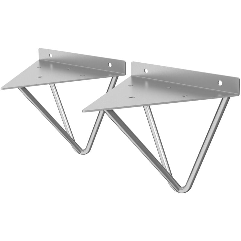 Ml-design - Lot de 2 Pièces de Support d'Étagère, 160mm, en Métal, Gris, Forme Triangulaire, Design Industriel, Équerre d'Étagère Flottante pour