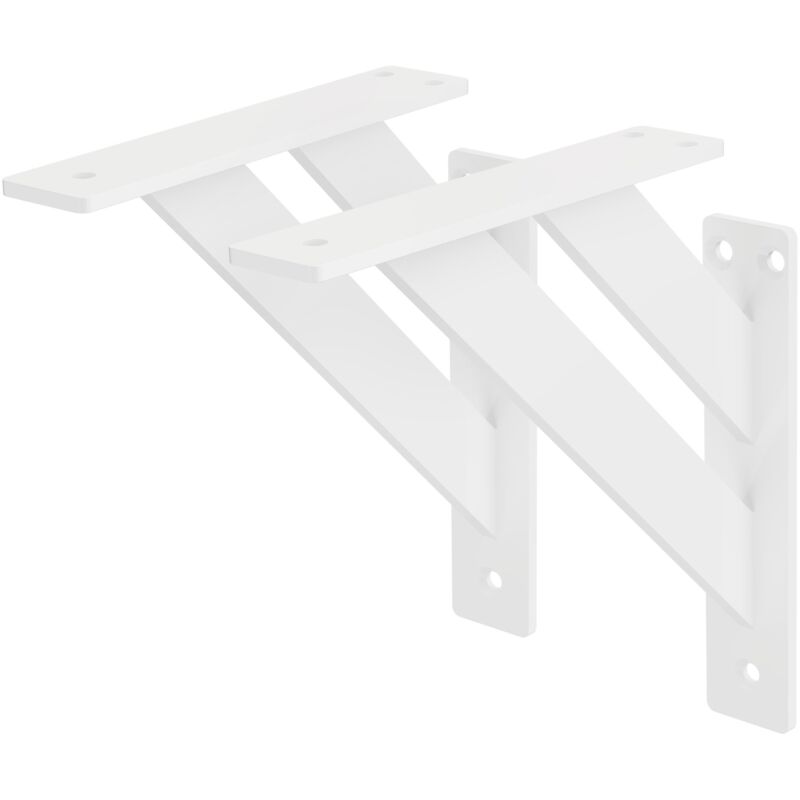 Ml-design - Lot de 2 Supports d'Étagère, 180 x 180 mm, en Aluminium, Blanc, Double, Style Industriel, Équerre pour Étagères Murales, Flottantes et
