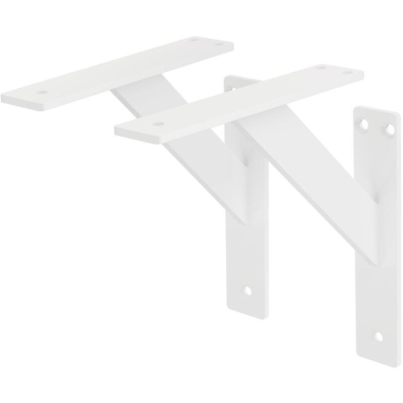 Ml-design - Lot de 2 Supports d'Étagère, 180 x 180 mm, en Aluminium, Blanc, Style Industriel, Équerre pour Étagères Murales, Flottantes et Projets de