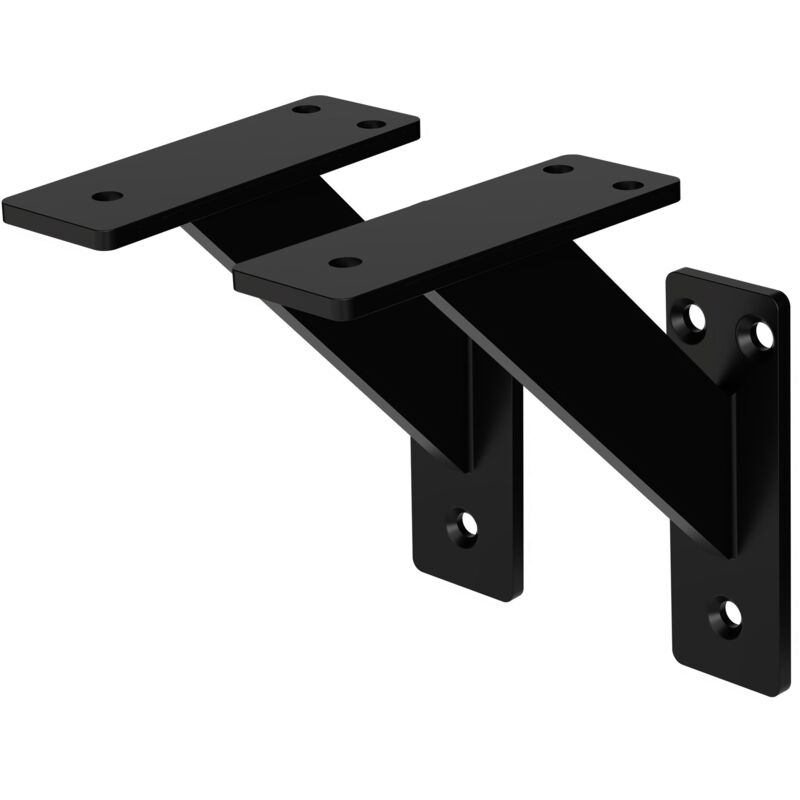 Ml-design - Lot de 2 Supports d'Étagère, 180 x 180 mm, en Aluminium, Noir, Style Industriel, Équerre pour Étagères Murales, Flottantes et Projets de