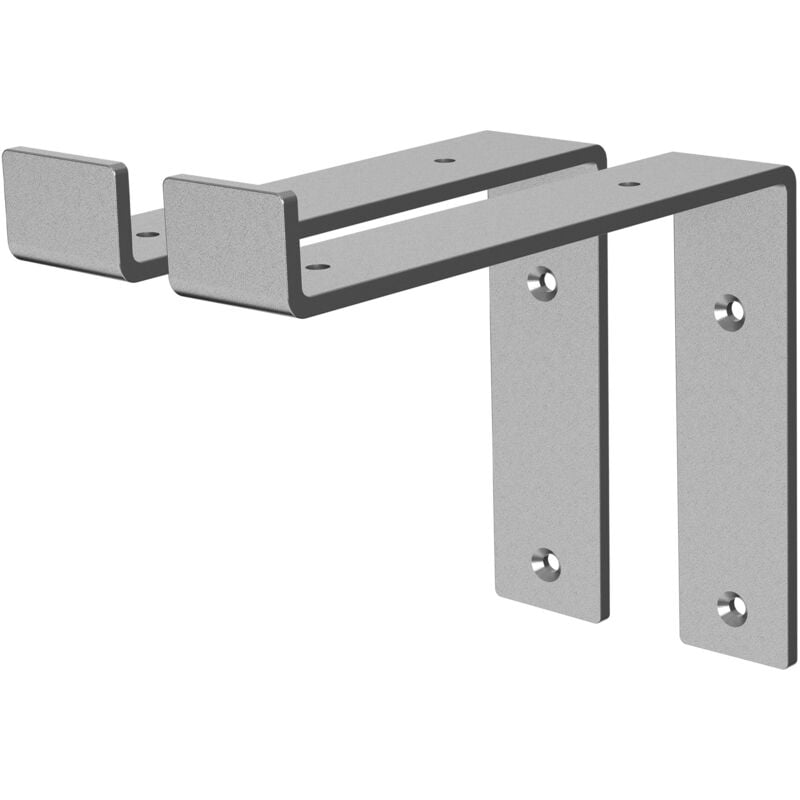 Ml-design - Lot de 2 Équerres d'Étagère 20x4x14.5 cm, en Métal, Gris, Style Industriel, Forme de l avec Lèvre vers le Bas, Support Robuste pour