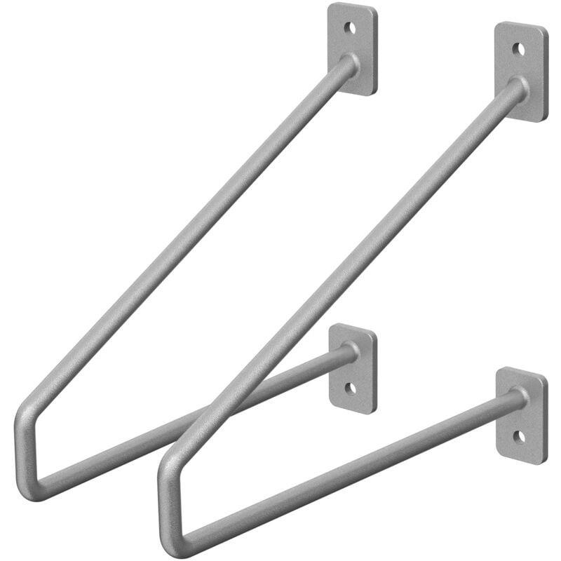 Ml-design - Lot de 2 Équerres d'Étagère 220 mm, en Acier, Argent, Style Industriel, Console Murale Decorative, Forme Épingle à Cheveux, Support