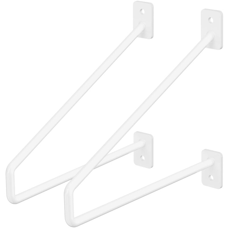 Ml-design - Lot de 2 Équerres d'Étagère 220 mm, en Acier, Blanc, Style Industriel, Console Murale Decorative, Forme Épingle à Cheveux, Support