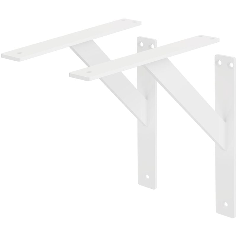 Ml-design - Lot de 2 Supports d'Étagère, 240 x 240 mm, en Aluminium, Blanc, Style Industriel, Équerre pour Étagères Murales, Flottantes et Projets de