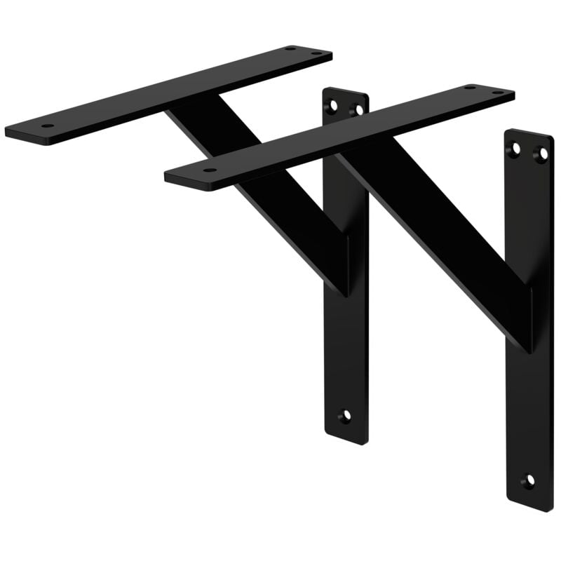 Ml-design - Lot de 2 Supports d'Étagère, 240 x 240 mm, en Aluminium, Noir, Style Industriel, Équerre pour Étagères Murales, Flottantes et Projets de