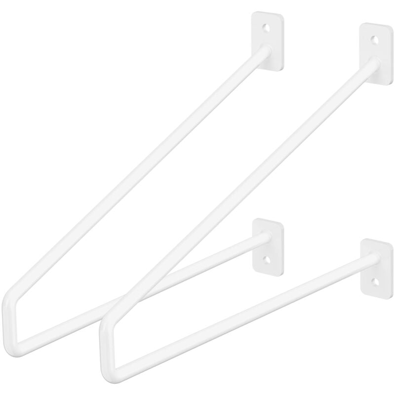 Ml-design - Lot de 2 Équerres d'Étagère 265 mm, en Acier, Blanc, Style Industriel, Console Murale Decorative, Forme Épingle à Cheveux, Support