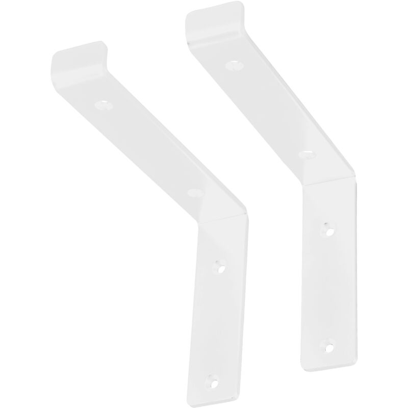 Ml-design - Lot de 2 Équerres d'Étagère 20x4x14.5 cm, en Métal, Blanc, Style Industriel, Forme de l avec Lèvre vers le Bas, Support Robuste pour