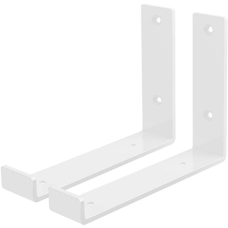 Ml-design - Lot de 2 Supports d'Étagère 20 x 14 x 4 cm, en Métal, Blanc, Style Industriel, en Forme de l, Équerre pour Étagères Murales, Flottantes