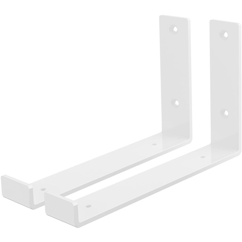 Ml-design - Lot de 2 Supports d'Étagère 25 x 14 x 4 cm, en Métal, Blanc, Style Industriel, en Forme de l, Équerre pour Étagères Murales, Flottantes