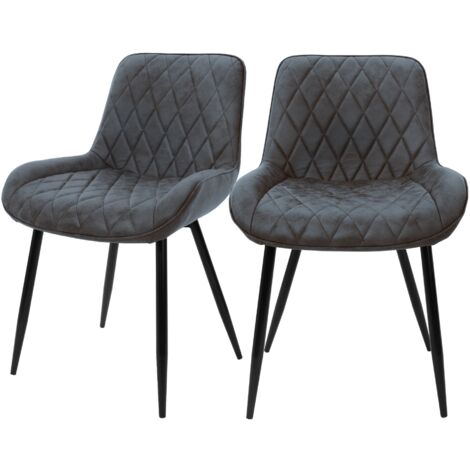 ML-Design 2er Set Esszimmerstühle Esszimmerstuhl mit Rücken- und Armlehnen, Anthrazit, PU-Kunstleder Sitzfläche, Metallbeine, Küchenstühle Küchenstuhl Wohnzimmerstühle Wohnzimmerstuhl Polsterstuhl