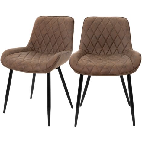 ML-Design 2er Set Esszimmerstühle Esszimmerstuhl mit Rücken- und Armlehnen, Braun, PU-Kunstleder Sitzfläche, Stahlgestell, Küchenstühle Küchenstuhl Wohnzimmerstühle Wohnzimmerstuhl Polsterstuhl