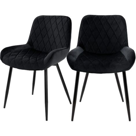 ML-Design 2er Set Esszimmerstühle Esszimmerstuhl mit Rücken- und Armlehnen, Schwarz, Samt Sitzfläche, Stahlgestell, Küchenstühle Küchenstuhl Wohnzimmerstühle Wohnzimmerstuhl Polsterstuhl Stühle