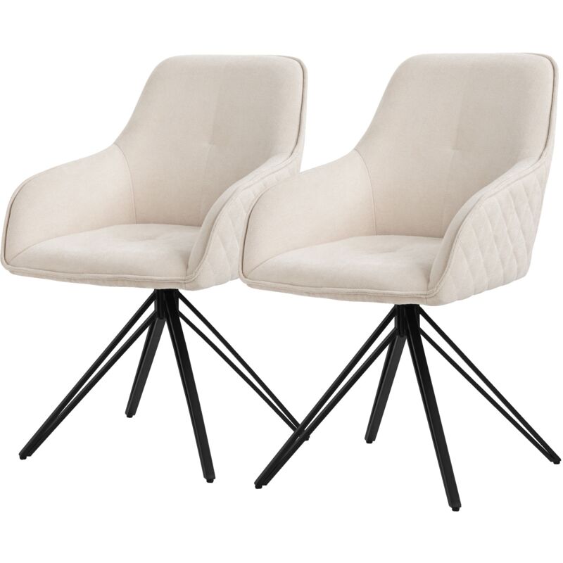 Ml-Design Esszimmerstühle Drehbar 2er Set, Textil Webstoff, Creme, Wohnzimmerstuhl Mit Armlehne/rückenlehne, 360° Drehstuhl, Polsterstuhl Mit Metallbeine,