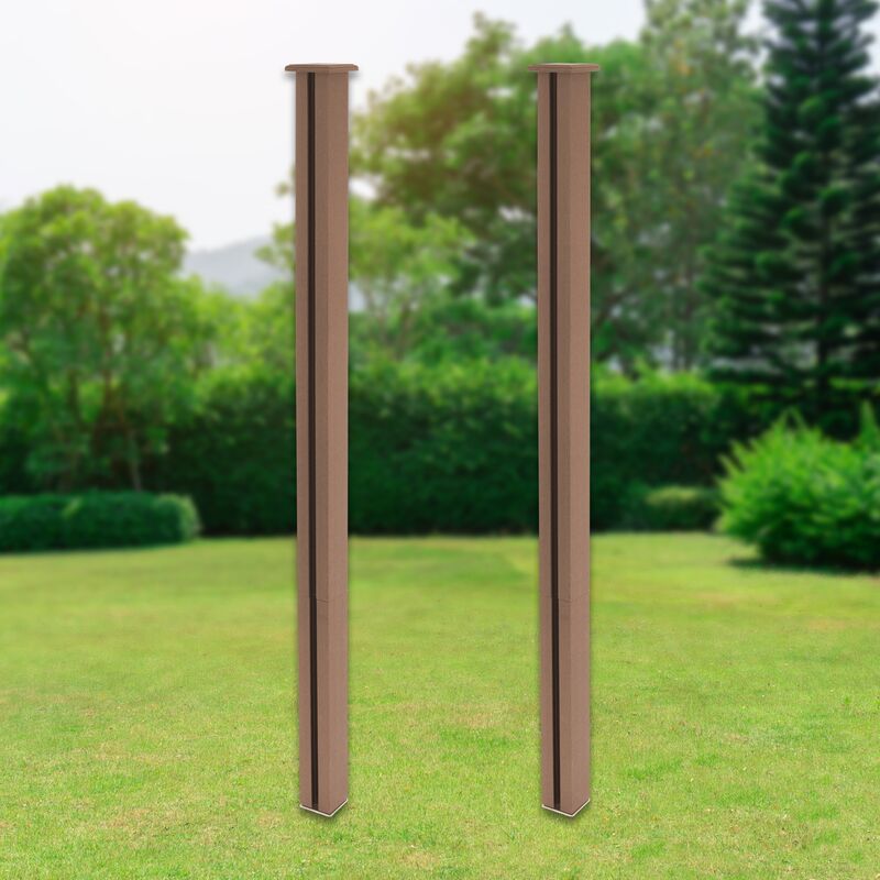 

2x Poste WPC para valla cortaviento jardín pilar columna 185cm marrón ML-Design®