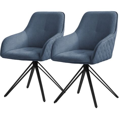 ML-Design 2x Sillas de Comedor Giratoria con Respaldo y Reposabrazos Asientos Azul de Tela Tejida  Tapizado con Patas de Metal Sillón Diseño Ergonómico Moderno para Salón, Escritorio o Cocina