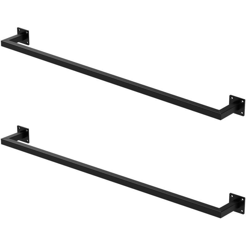 Ml-design - 2x Tringle à Vêtements Rectangulaire, P12xL110 cm, Noir, Acier Inoxydable, Tringle de Penderie Forme u, Portemanteau à Montage Mural,