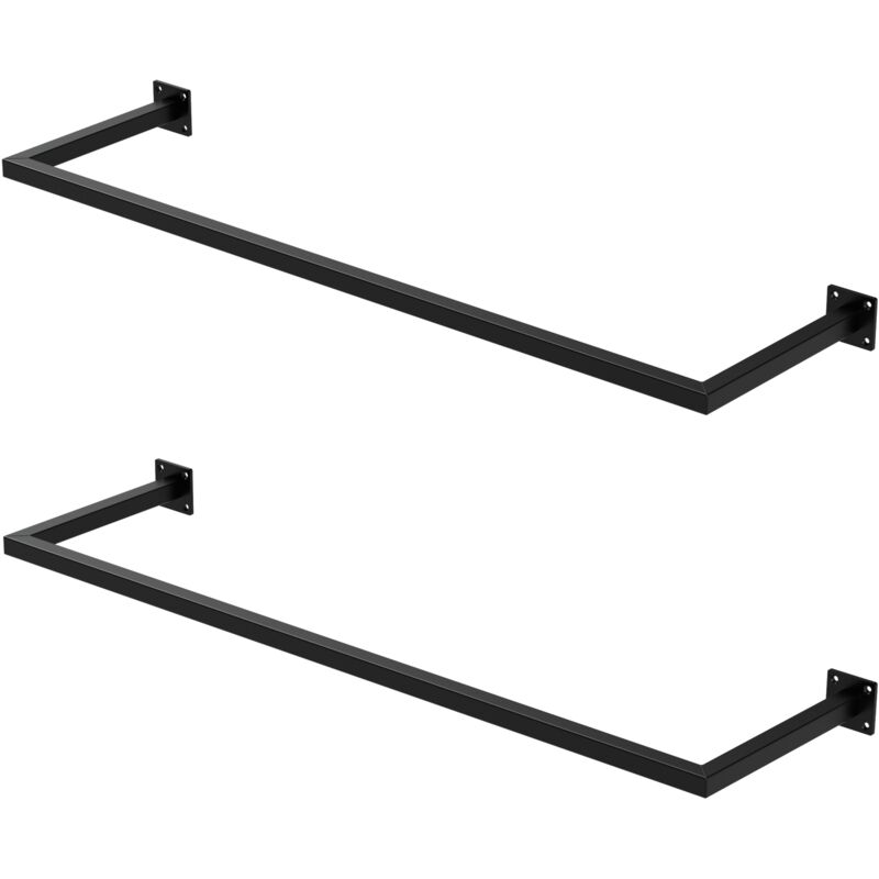 Ml-design - 2x Tringle à Vêtements Rectangulaire, P30 x L110 cm, Noir, Acier Inoxydable, Tringle de Penderie Forme u, Portemanteau à Montage Mural,