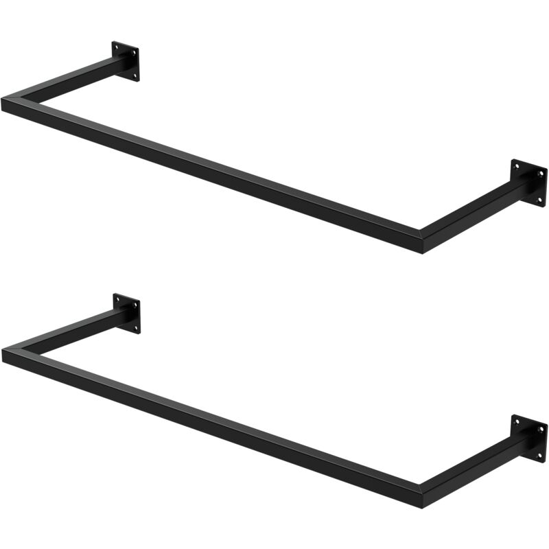 Ml-design - 2x Tringle à Vêtements Rectangulaire, P30xL90 cm, Noir, Acier Inoxydable, Tringle de Penderie Forme de u, Portemanteau à Montage Mural,