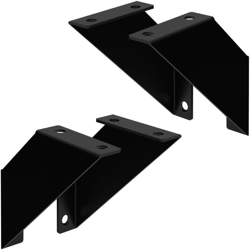 ML-Design Lot de 4 Supports d'Étagère Murale, 10 x 10 cm, en Métal, Noir, Style Industriel, Équerre Triangulaire, Convient aux Étagères Flottantes ou