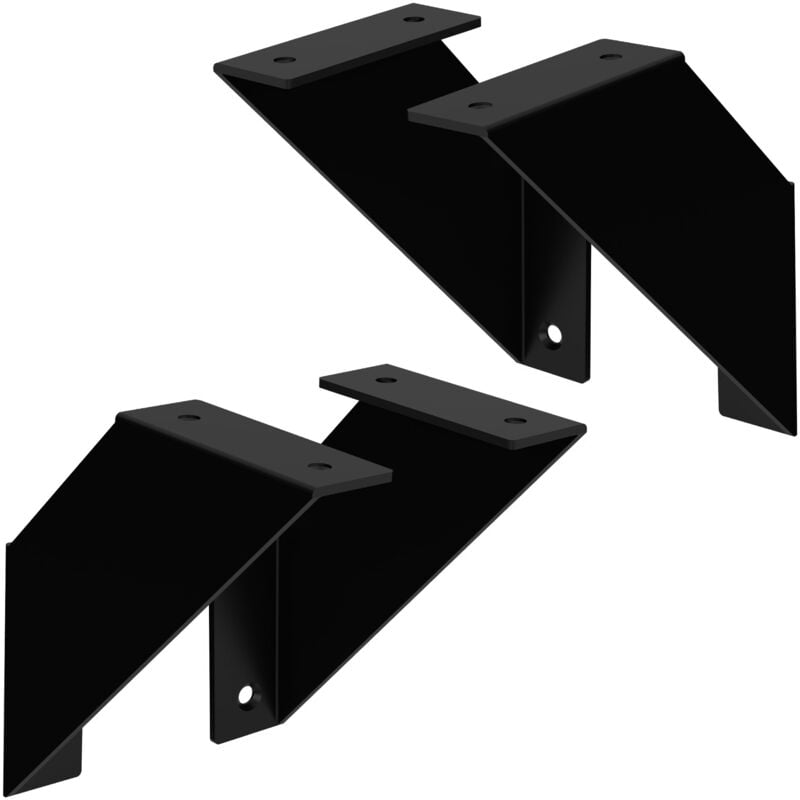 Ml-design - Lot de 4 Supports d'Étagère Murale, 15 x 15 cm, en Métal, Noir, Style Industriel, Équerre Triangulaire, Convient aux Étagères Flottantes