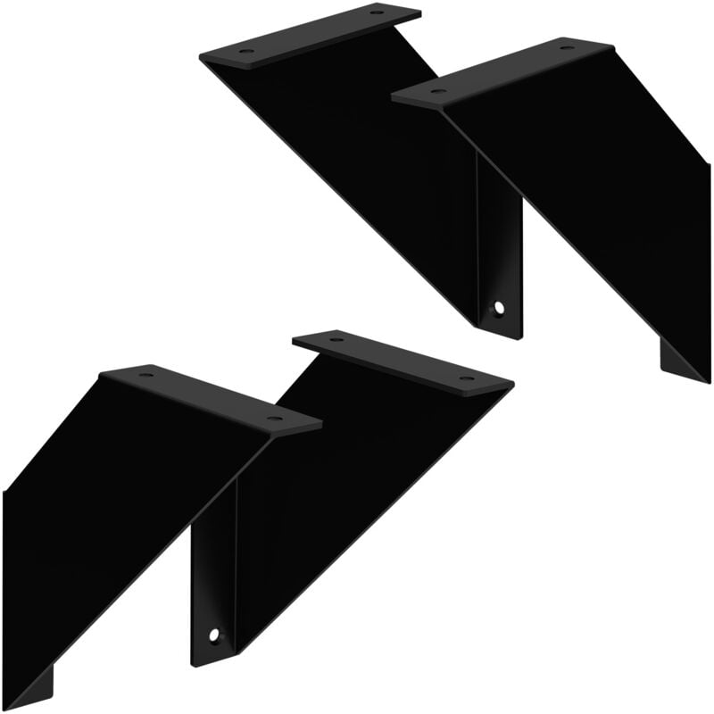 Ml-design - Lot de 4 Supports d'Étagère Murale, 20 x 20 cm, en Métal, Noir, Style Industriel, Équerre Triangulaire, Convient aux Étagères Flottantes