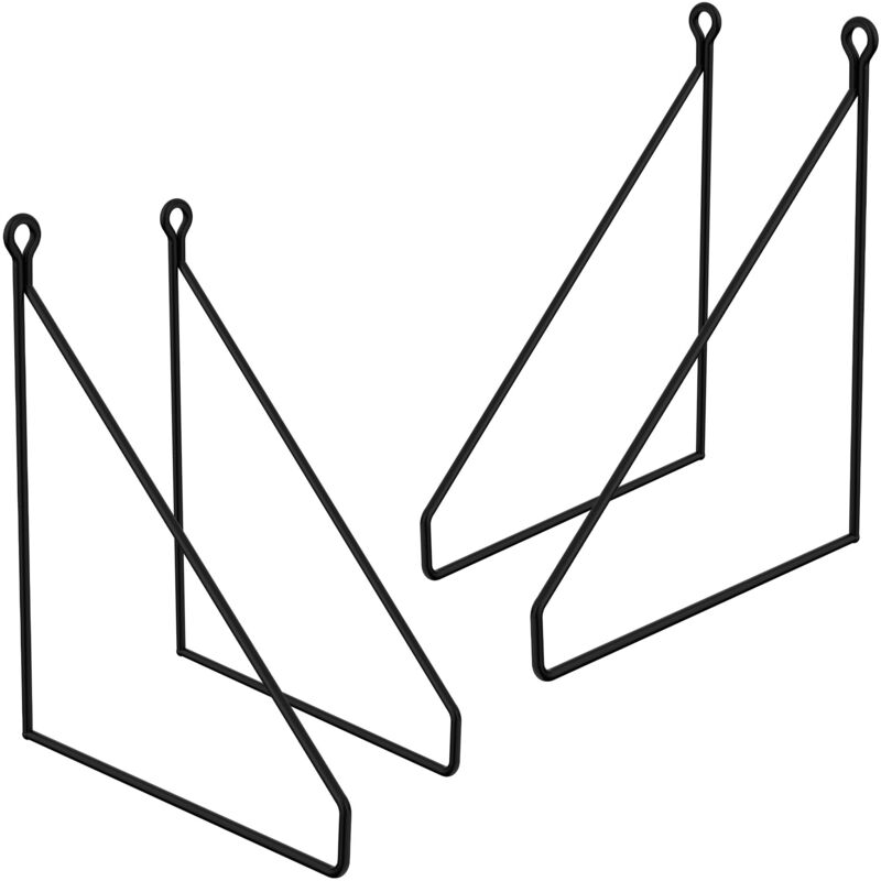 Ml-design - Lot de 4 Équerres d'Étagère 200 mm, en Métal, Noir, Style Industriel, Forme Triangulaire, Support Robuste de Fixation Murale, Triangle