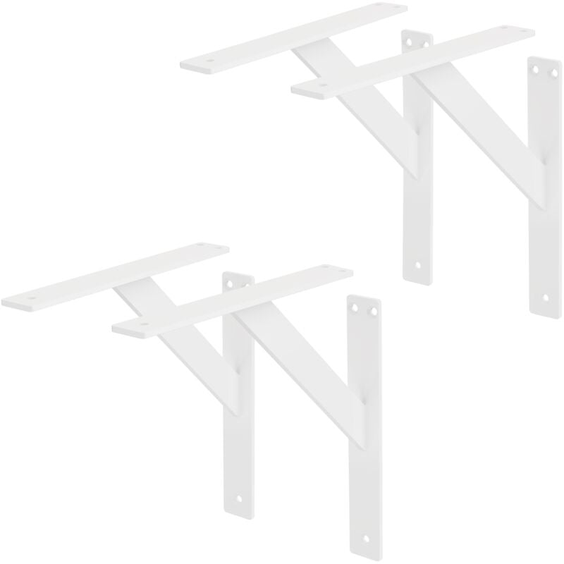 ML-Design 4 Pièces Support d'Étagère, 240 x 240 mm, Blanc, en Aluminium, Robuste, Style Industriel, Support Mural pour Étagère Console Murale Projets