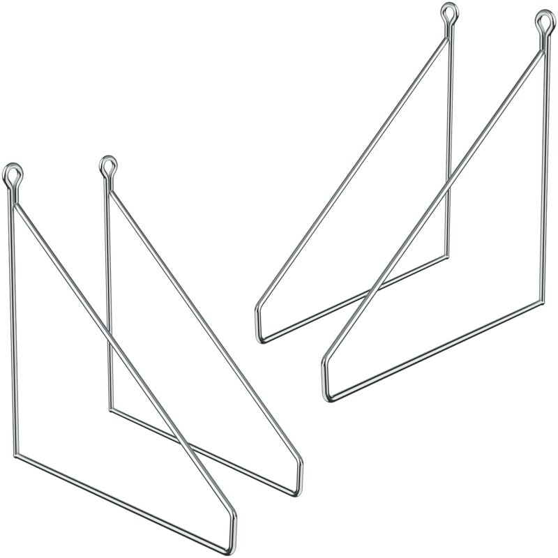 Ml-design - Lot de 4 Équerres d'Étagère 250 mm, en Métal, Argent, Style Industriel, Forme Triangulaire, Support Robuste de Fixation Murale, Triangle