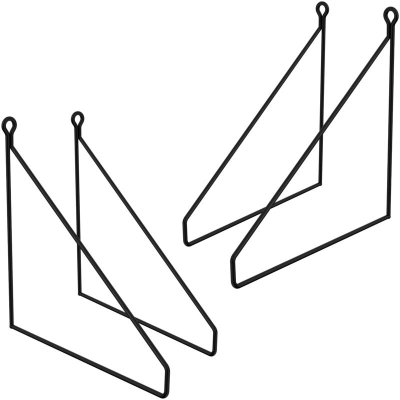 Ml-design - Lot de 4 Équerres d'Étagère 250 mm, en Métal, Noir, Style Industriel, Forme Triangulaire, Support Robuste de Fixation Murale, Triangle